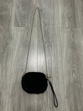 Black Fur Fluffy Crossbody Shoulder Bag